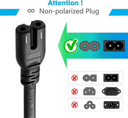 UL Listed 3/6/10 ft AC Power Cable 2 Prong for Sony PS5 PS4 PS3 Sharp, Hisense jvc TV,Soundbar,