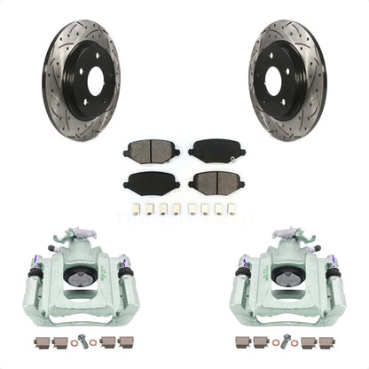 Transit Auto Rear Disc Brake Coated Caliper Drilled Slotted Rotors And Semi-Metallic Pads Kit For 2012 Ram C/V With Single Piston Front From 03 24 12 KCD-100619S