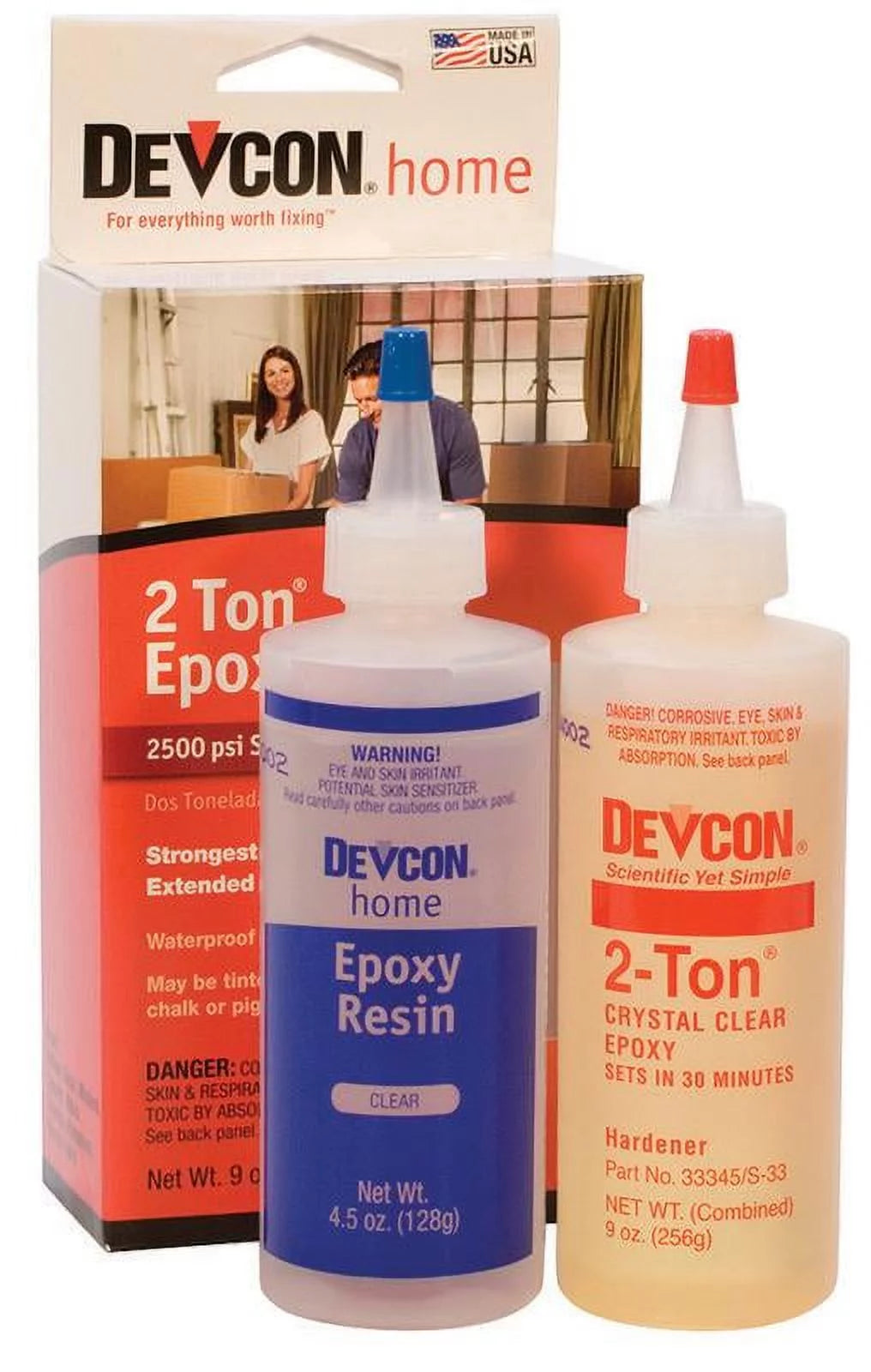 Two Bottles of Devcon 2-Ton Epoxy Jewelry Making Resin Hardener for Metals Wood Glass Ceramics Bonding Adhesive Glue - GLU-735.90