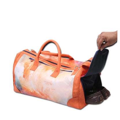 The Orange Wave Unisex Large Weekender Travel bag with Separate Shoe Compartment with adjustable strap