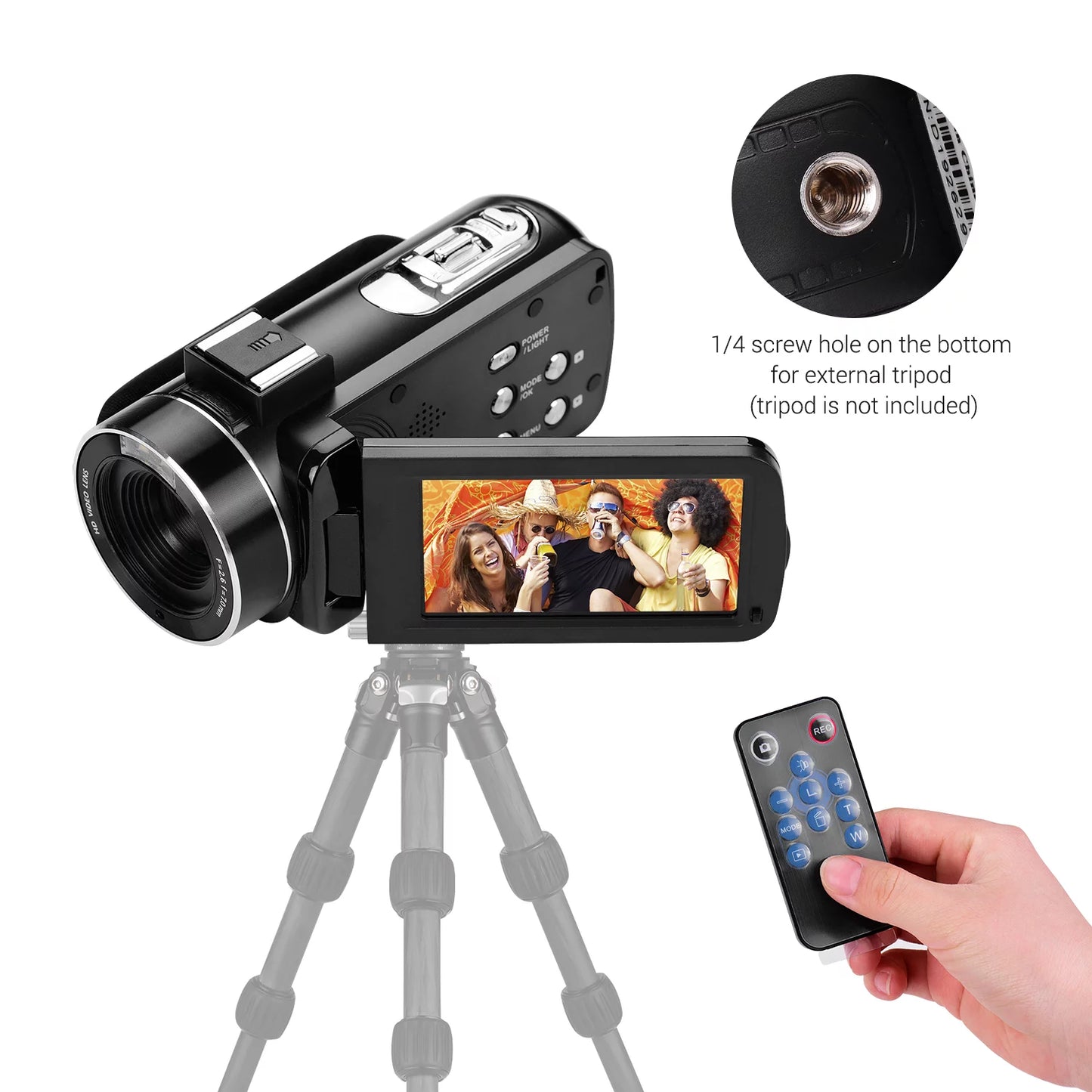 Andoer Video Camera,Handheld DV Lens ro Mount Burst Function 3.0 Inch IPS Professional Mount 3.0 Inch Video Camera 0.45X Wide Lens IPS Monitor 3.0 inch IPS 18X 3.0 inch Sh QISUO DV Mount Burst ERYUE