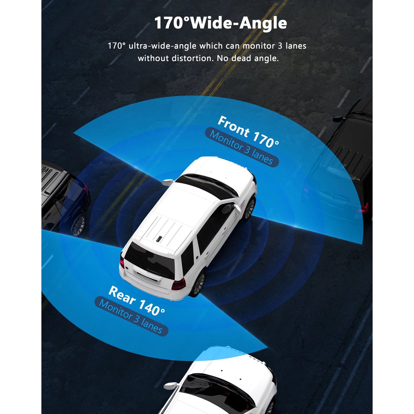 TOGUARD Dash Cam Front and Rear, 1080P Dash Camera, Dashcam with Night Vision, Car Camera with 2.45-inch LCD Display, Parking Mode, G-Sensor, Loop Recording, WDR