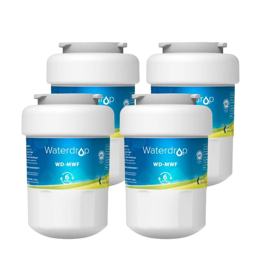 Waterdrop MWF Refrigerator Water Filter, NSF 42 Certified, Replacement for GE® SmartWater MWF, MWFINT, MWFP, MWFA, GWF, HDX FMG-1, GSE25GSHECSS, WFC1201, RWF1060, Kenmore 9991 (Pack of 4)