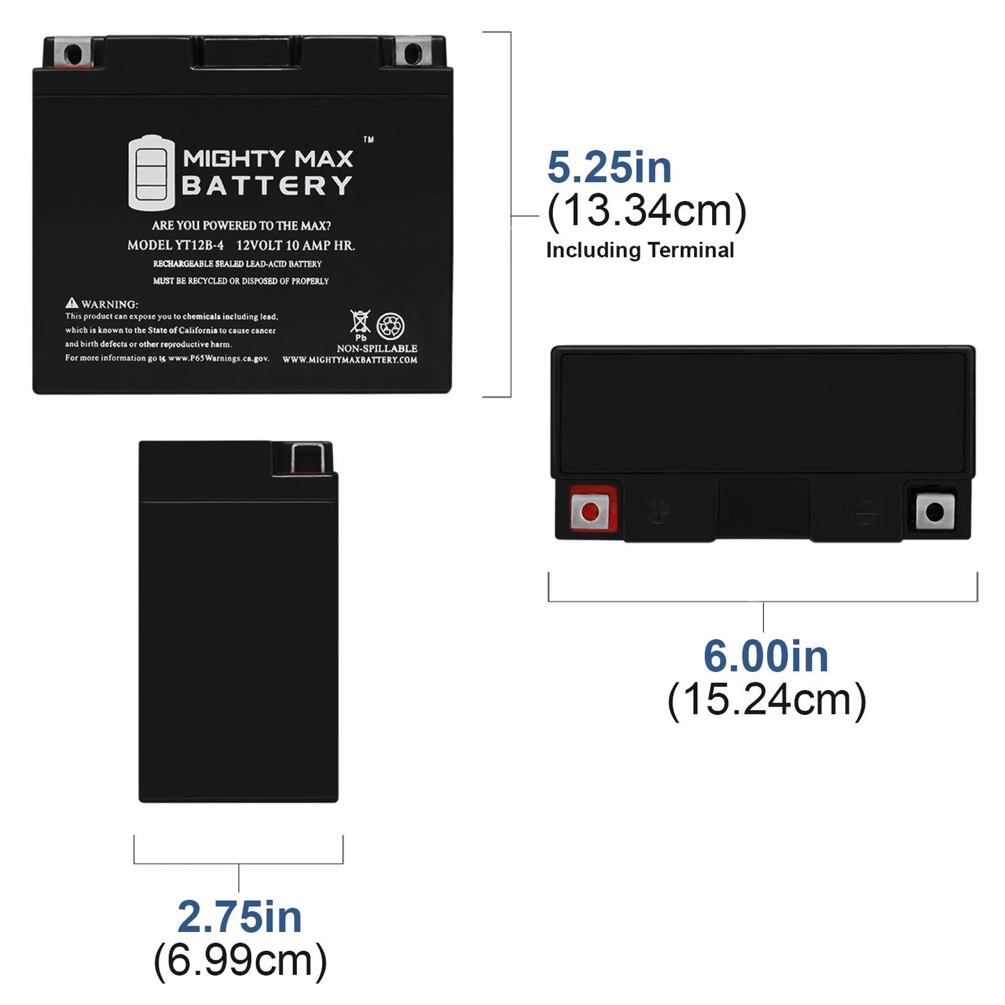 YT12B-4 12V 10Ah SLA Battery Replaces High Performance AGM Motorcycle