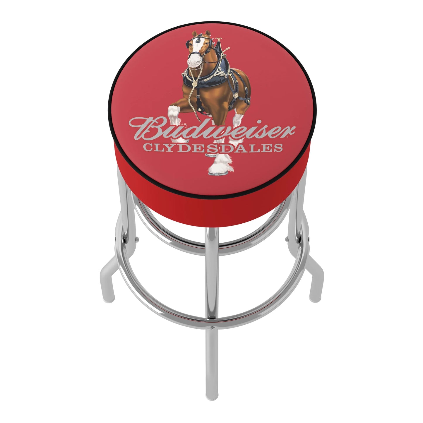 Trademark Gameroom Budweiser Clydesdale Red Bar Stool with Padded Saddle