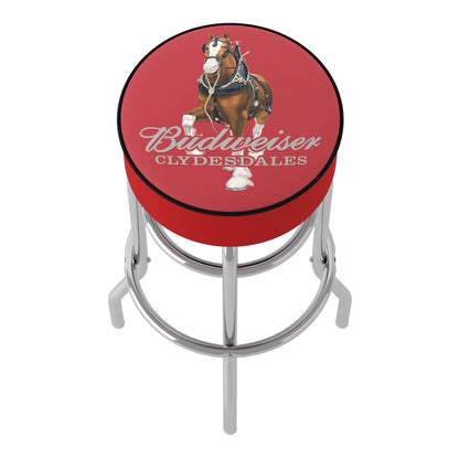 Trademark Gameroom Budweiser Clydesdale Red Bar Stool with Padded Saddle